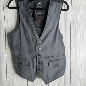 Rock & Republic Gray Zip Pockets Accent Men’s Vest Size M